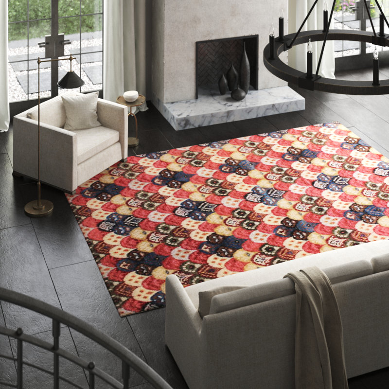 Ottoman Hand Woven Wool Ikat Area Rug, Rectangle 6'1" x 8'9"
