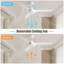 52" Ceiling Fan Without Light, 3 ABS Blades Farmhouse Ceiling Fan With Remote Control 6-Speed Reversible DC Motor For Living Room, Bedroom, Kitchen-2133991845
