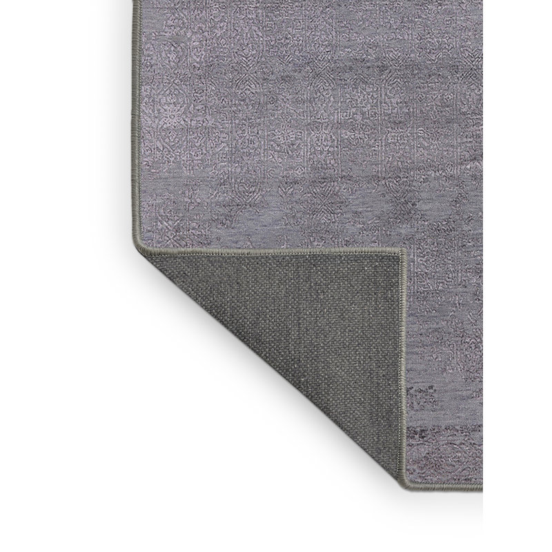 Tapis gris à motif abstrait Bouse, Rectangle 7 pi x 9 pi
