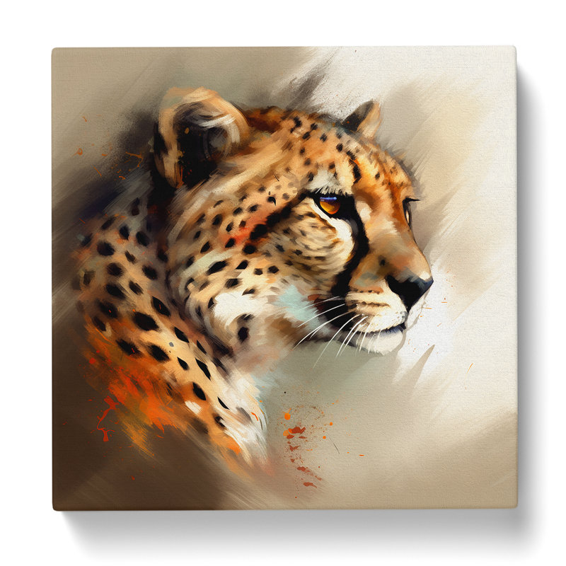 Cheetah Gestural Art No.2 - Wrapped Canvas, 35cm H x 35cm W x 3cm D