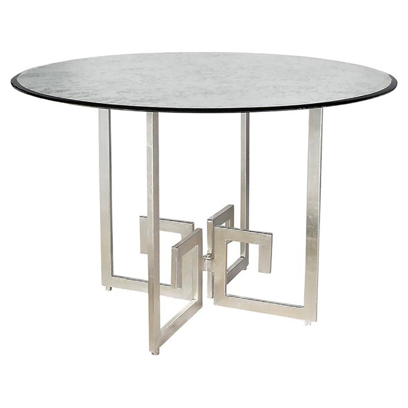 Salonika 36" Iron Dining Table, Antiqued Mirror