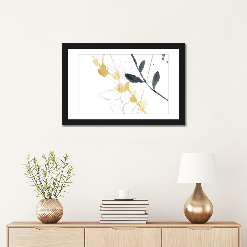 « branch contours vii », impression sur toile, H 16 po x l 24 po x P 1 po, Papier d'art encadré noir, Blanc