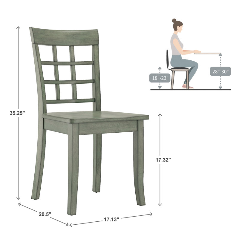 Alexa-Mae 17.32'' H Solid Wood Side Chair, Antique Sage