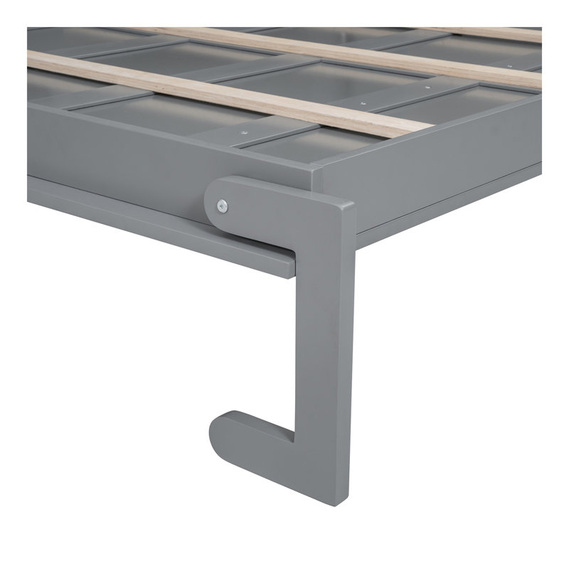 Grand lit escamotable mural avec armoires, gris