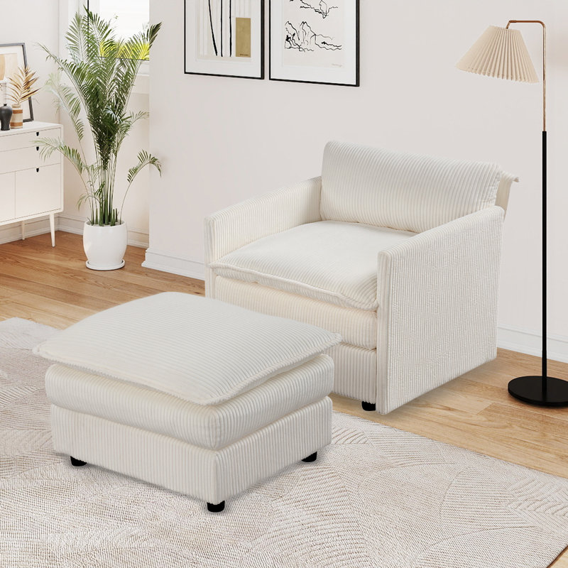 Fauteuil d'appoint surdimensionné avec coussins moelleux et assise profonde pour le salon