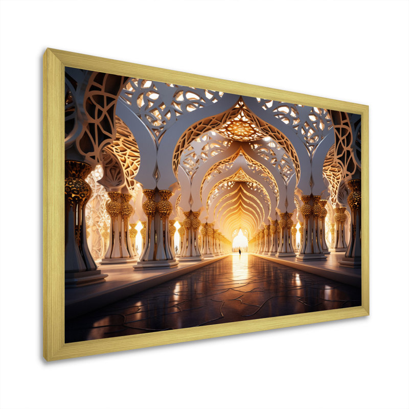 Art de l'Islam, Architecture islamique II - Art mural de l'Islam, H 24 po x l 32 po x P 1 po, Cadre doré simple