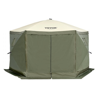 Pop Up Gazebo Tent, Pop-Up Screen Tent 6 Sided Canopy Sun Shelter with 6 Removable Privacy Wind Cloths & Mesh Windows, 12x12FT Quick Set Screen Tent with Mosquito Netting