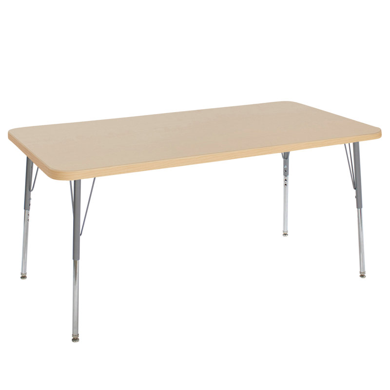 Table d'activité rectangulaire avec pieds réglables La Madera, Érable / argent, 36 po x 72 po, Standard