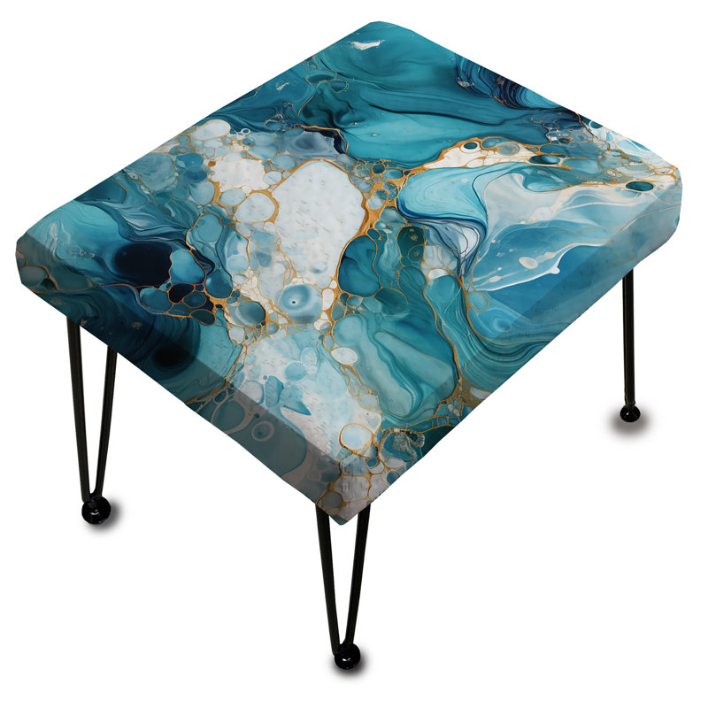 Repose-pieds rectangulaire bleu en marbre bleu océanique Allure