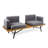 2 Seater Wood With Finish - Comfortable Cushions For Patio Rustic Metal Leg Dark Gray
