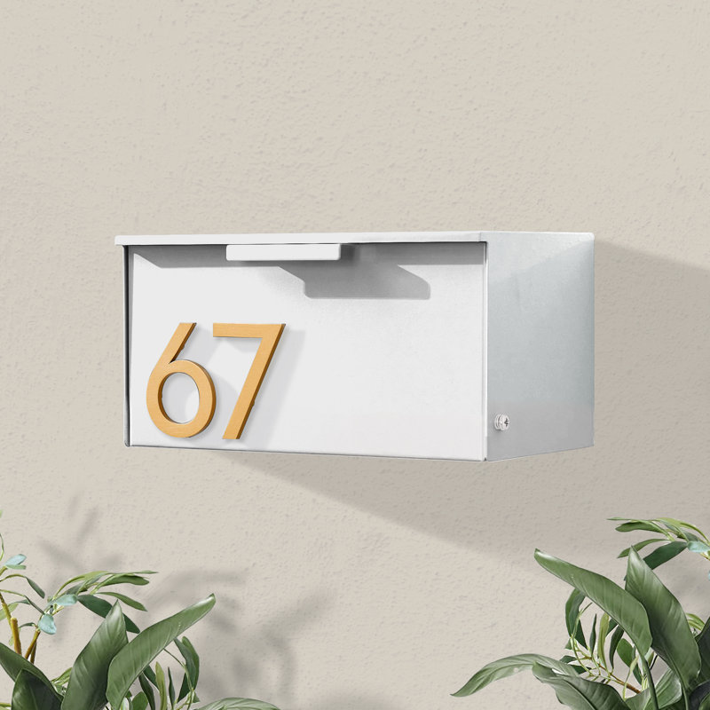 Boîte aux lettres murale Short Stack, Laiton, Blanc, Oui