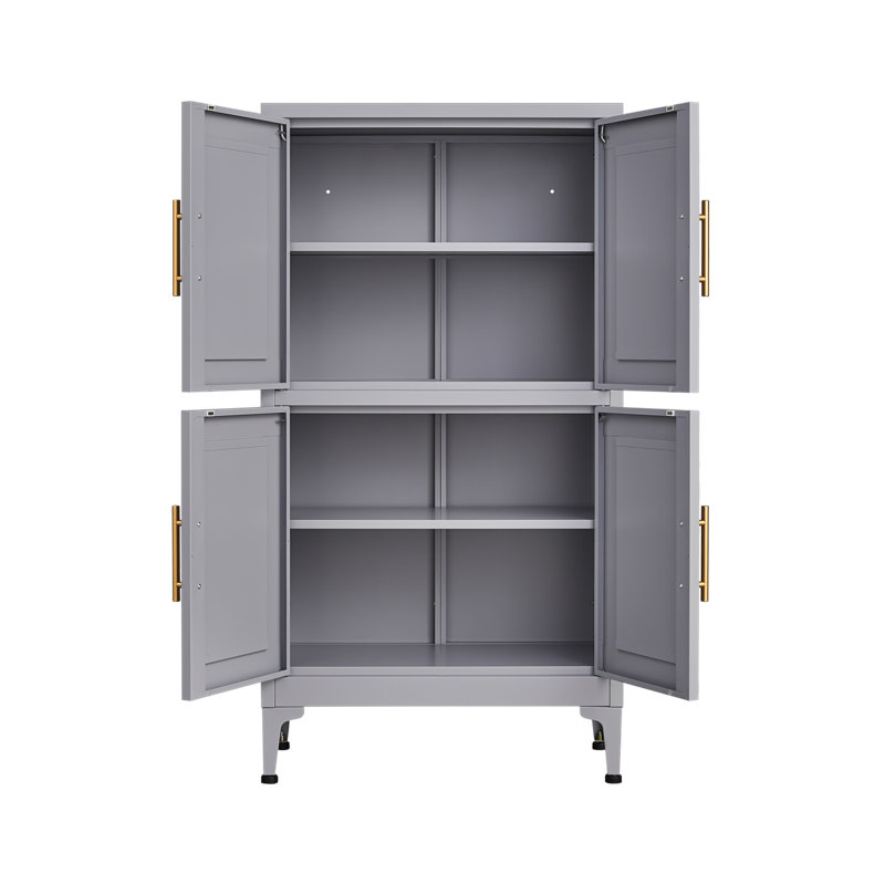 Armoire de rangement en métal, garde-manger avec double porte et tablettes, armoire de rangement avec pied de nivellement réglable