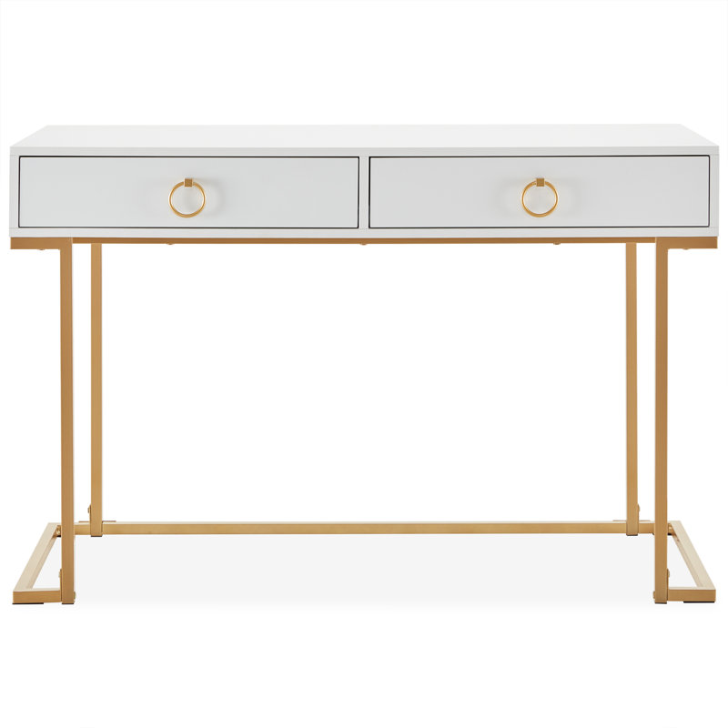 Crider Steel Writing Desk, White