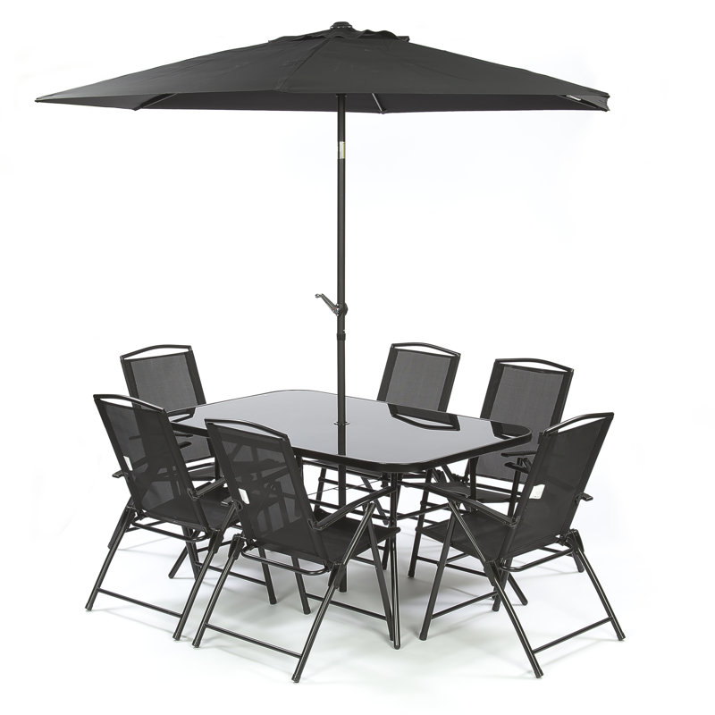 Ensemble repas 8 pièces avec parasol Kroll
