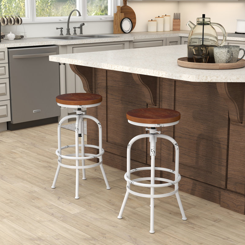 Tabouret de bar Farmhouse & Industrial, Brun / Blanc