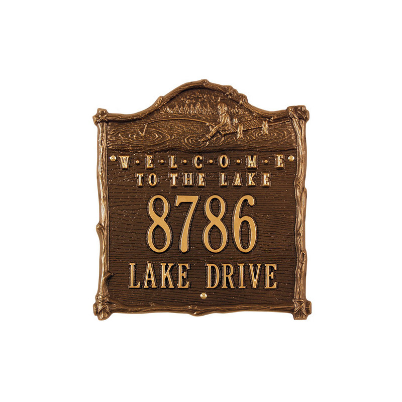 Fisherboy 4-Line Wall Address Plaque, Yes, Antique Copper