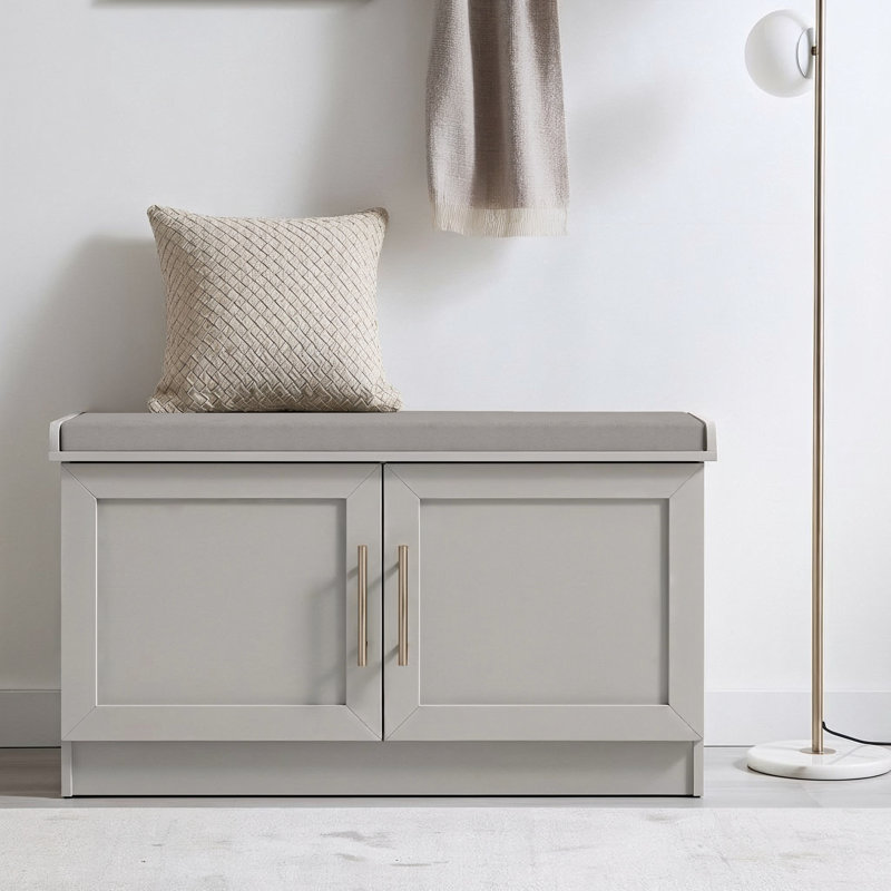 2 Door Storage Bench, Light Grey