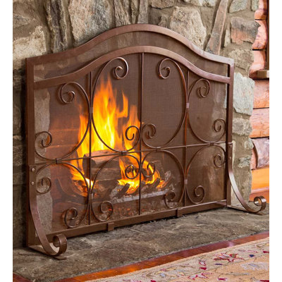 Large Crest Flat Guard Fireplace Screen
