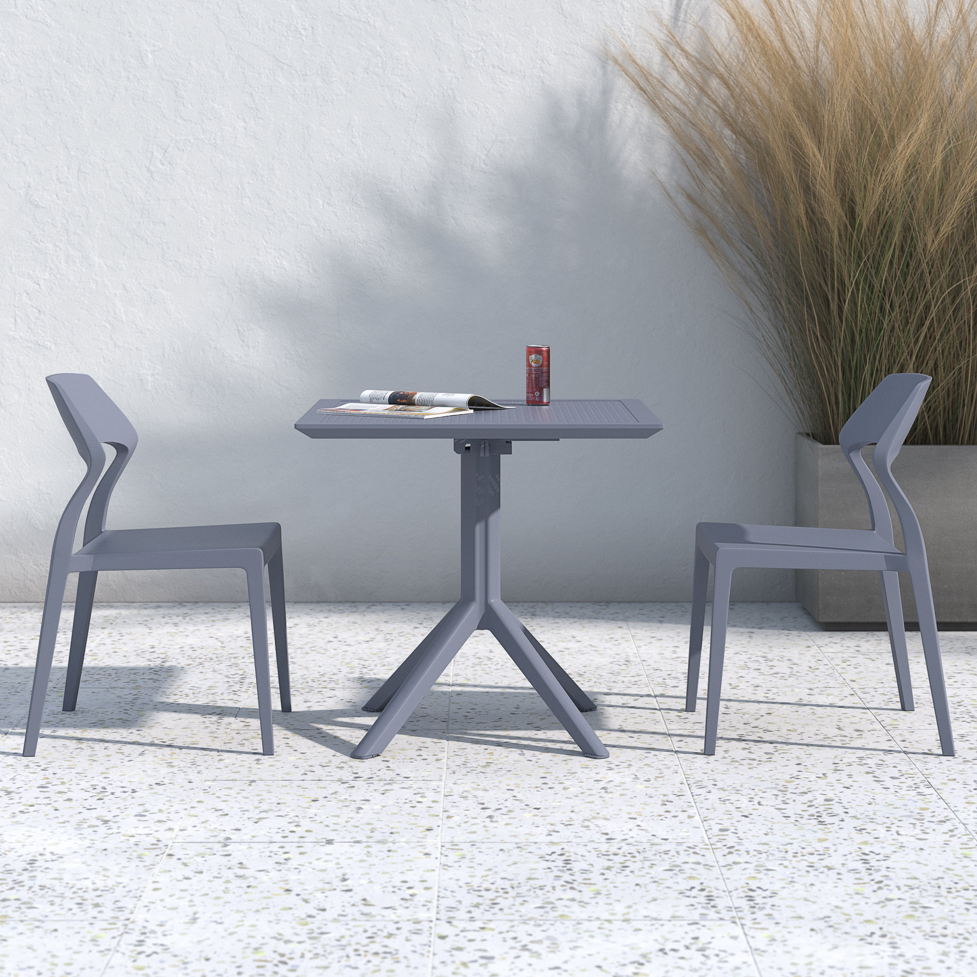 Farrah Square 2 - Person Bistro Set, Dark Gray