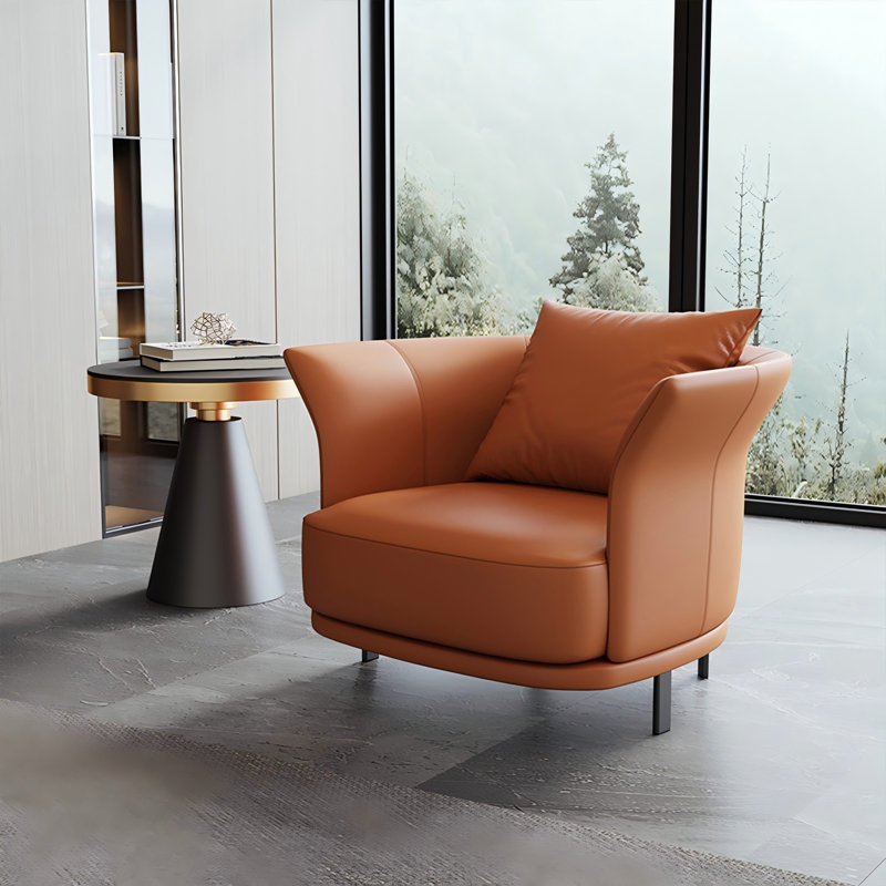 Ensemble de 2 chaises d'appoint orange en cuir Nappa