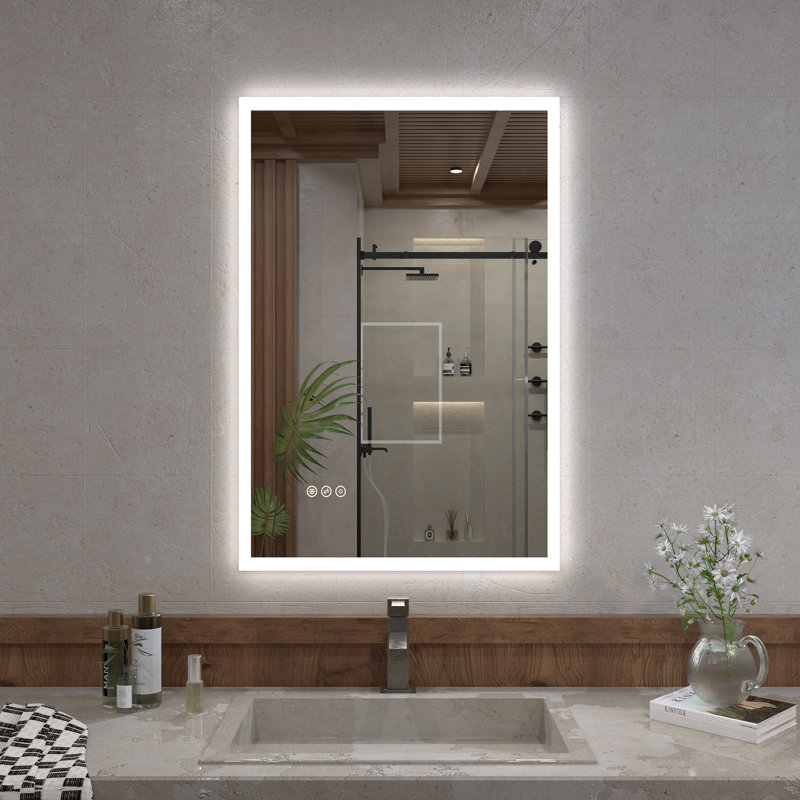 Musci 24 in. W x 36 in. H Rectangular Frameless LED Wall Bathroom Vanity Mirror, 36" x 24"