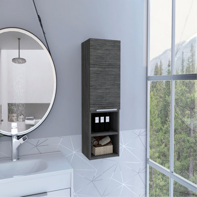 Armoire de salle de bain, deux tablettes intérieures, deux tablettes extérieures, armoire à une porte