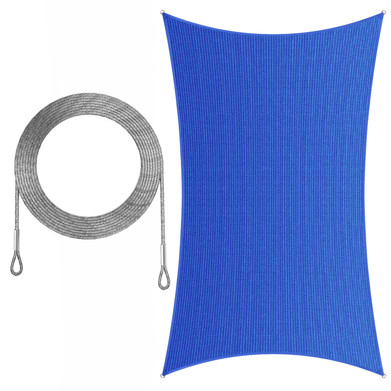 Voile d'ombrage rectangulaire avec 4 cordes d'installation, H 8 pi x 10 pi,, Bleu