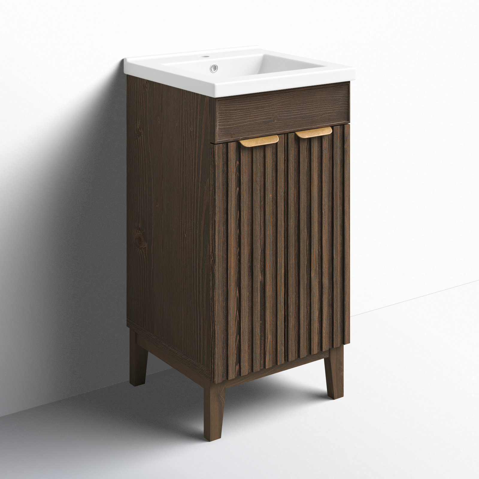 Dansfield 18.1'' Single Bathroom Vanity, Spruce Antique Brown, Brushed Gold