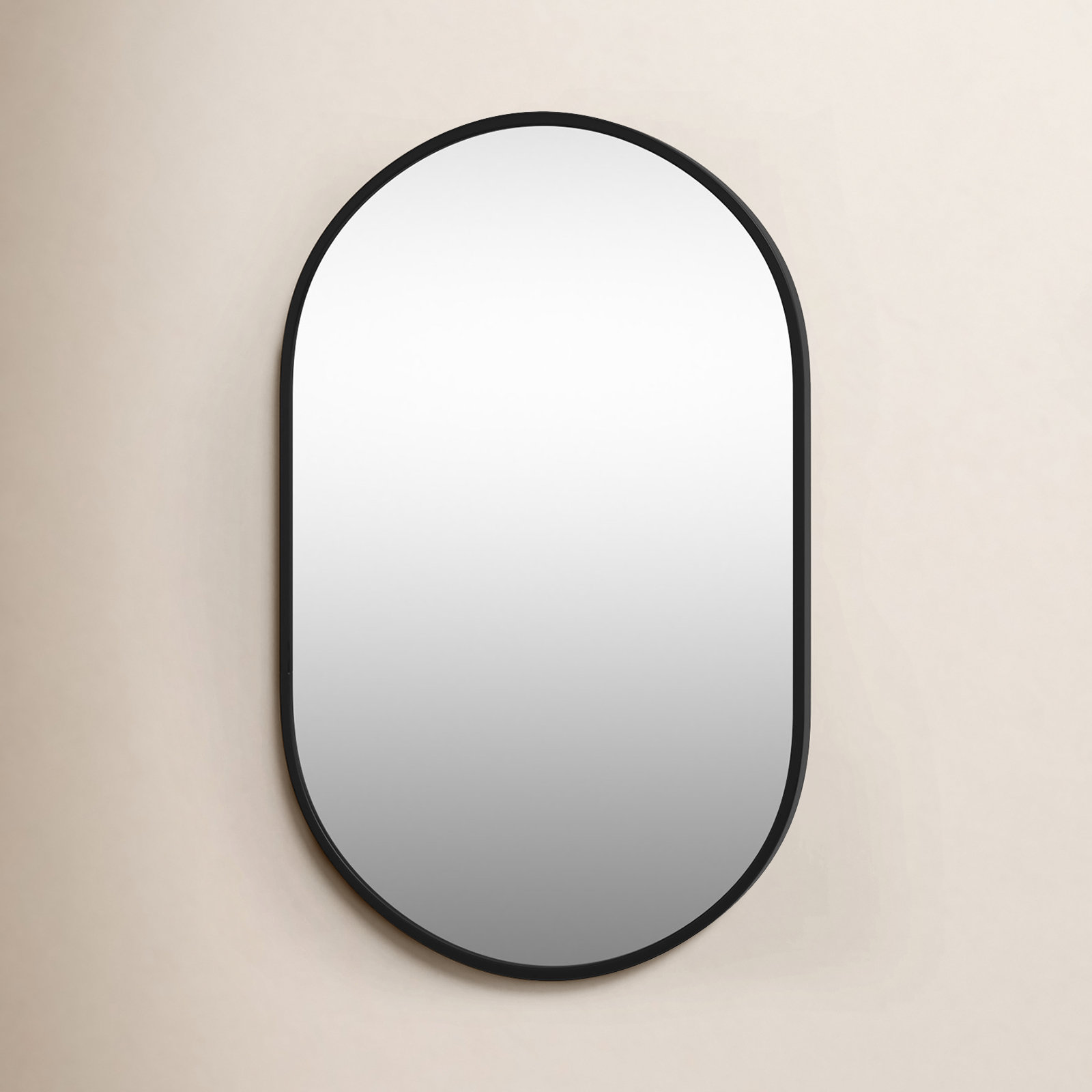 Sabine Metal Pill Wall Mirror, 30" x 20", Black