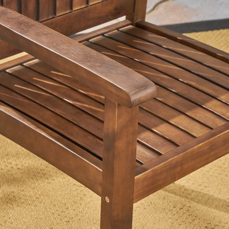 Dark Brown Acacia Wood Outdoor Dining Chair Set