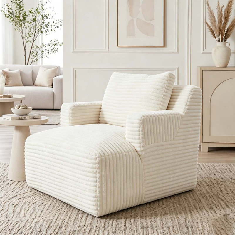 Chaises d'appoint modernes en velours côtelé, White
