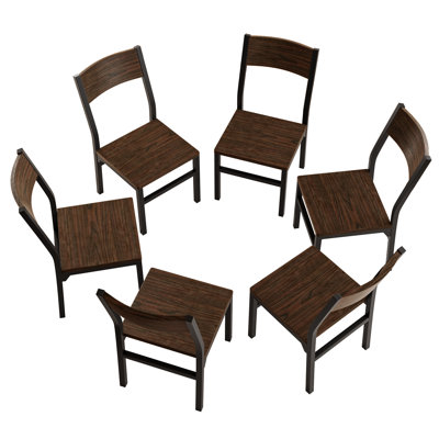 Ensemble de 6 chaises de salle à manger modernes en bois avec dossier ergonomique espresso