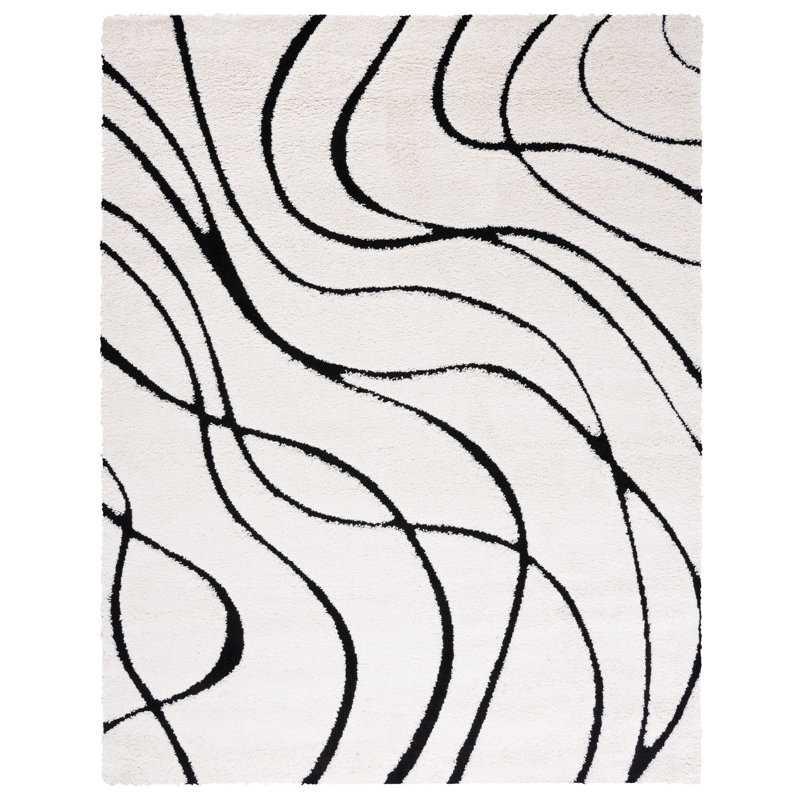 Philadelphia Power Loomed Polypropylene Ivory/Black Rug, Rectangle 183 x 274 cm