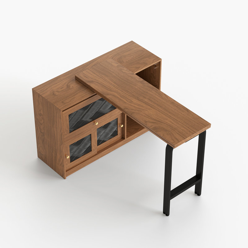 Buffet multifonctionnel extensible - Table de salle à manger convertible, couleur noyer, pour le salon et la salle à manger