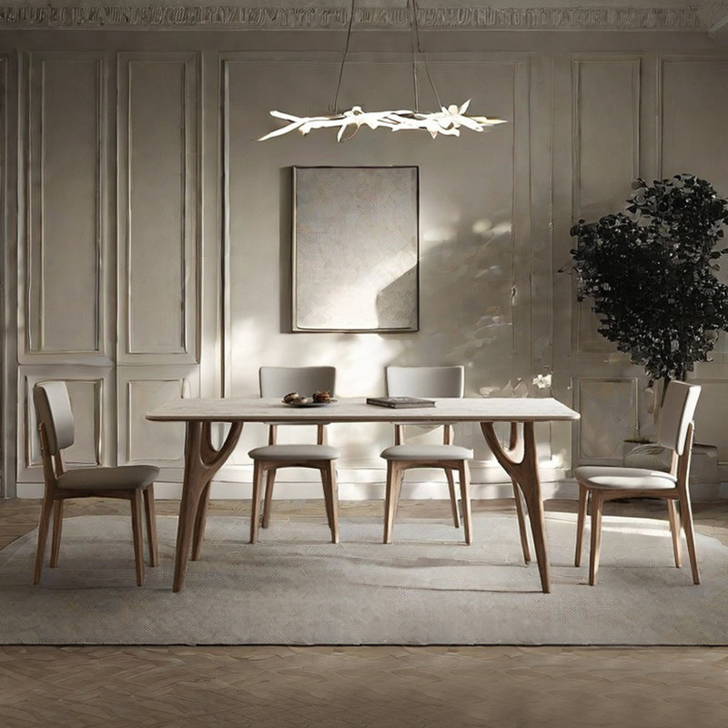 Modern simple home rectangular dining table sets, 29.53"H x 55.12"L x 31.5"W