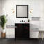 28 po Miroir, meuble-lavabo de salle de bain brun, comptoir en quartz blanc - teinture de construction, meuble-lavabo, comptoir, robinet et miroir