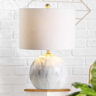 21.5" Resin Led Table Lamp With Faux Marble Finish, Classic Glam Design For Bedroom, Living Room, Office, Includes Energy-Saving Led Bulb, Etl Listed