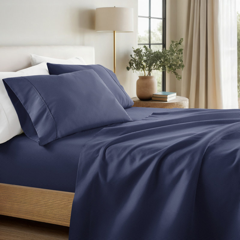 Home My Heart Pattern Microfiber Sheet Set, Twin Sheet Set + 1 Fitted Sheet + 1 Pillowcase, Navy