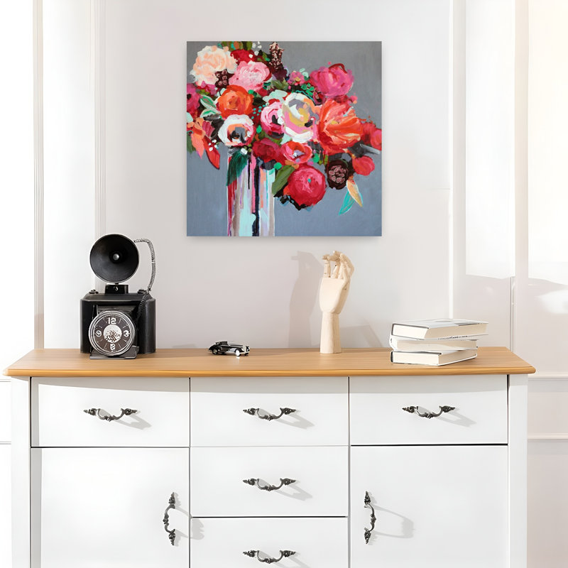 Confettis, art floral contemporain, H 18 po x l 18 po