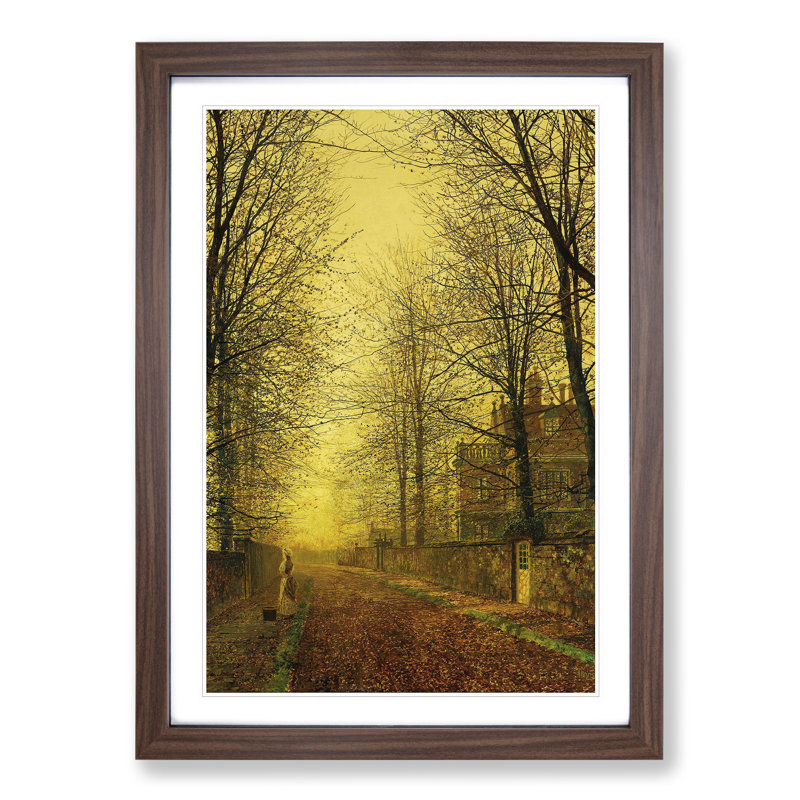 Autumns Golden Glow by John Atkinson Grimshaw - Picture Frame Graphic Art, 48cm H x 36cm W x 2cm D, Walnut Framed