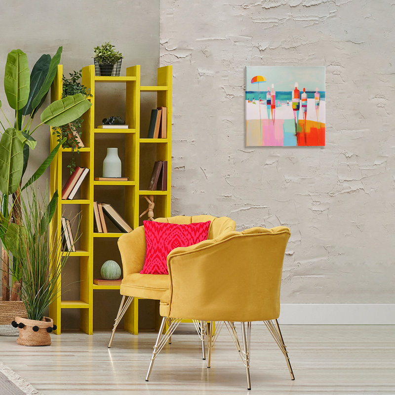 "Bold Modern Beachgoers", art mural sur toile par Alonzo Saunders, H 17 po x l 17 po