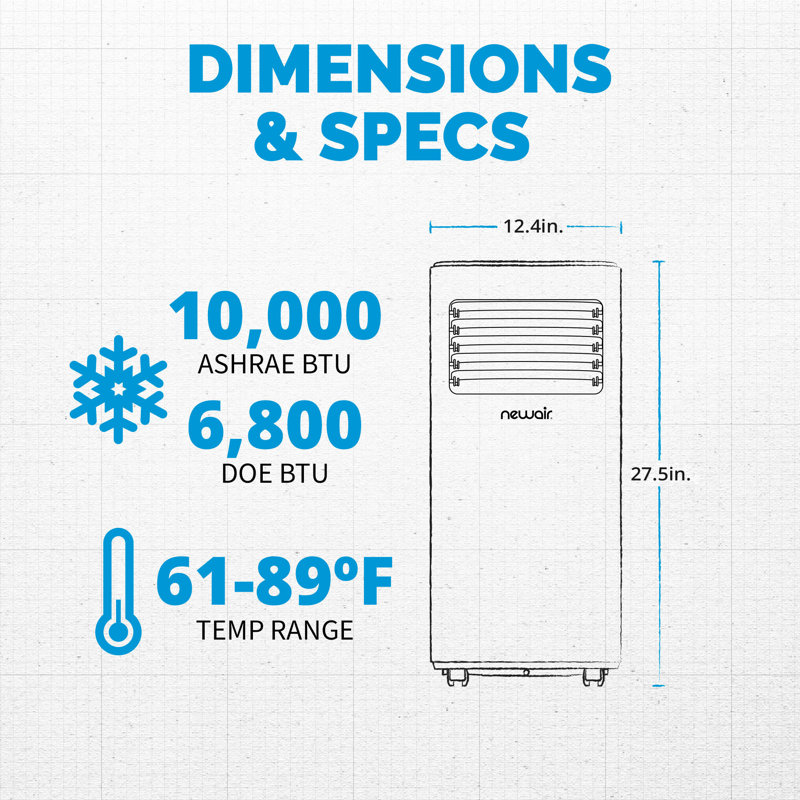 Newair 10,000 BTU Portable Air Conditioner with Window Venting Kit, Self-Evaporative System, Dehumidifying Mode with Remote Control