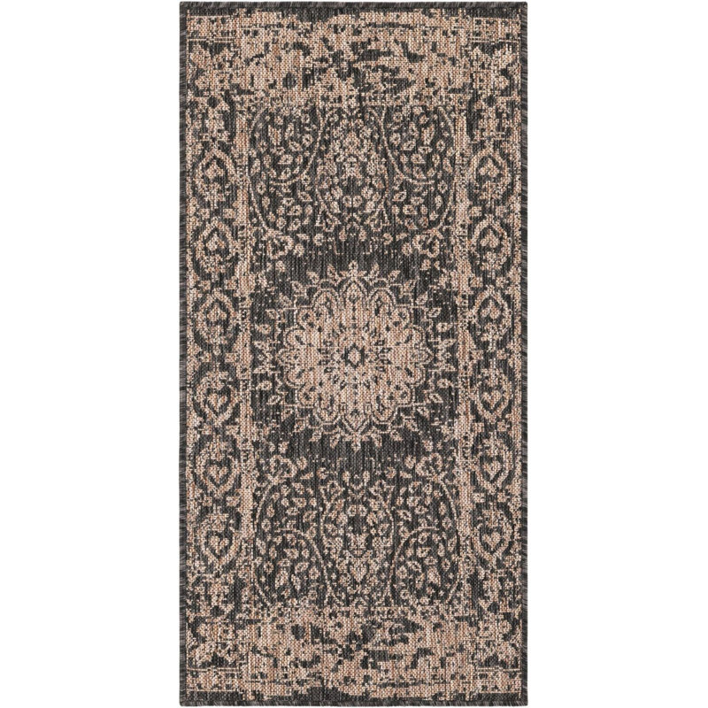 Tapis de couloir contemporain de couleur noire Hintz, Tapis de couloir 2 pi x 4 pi 1 po
