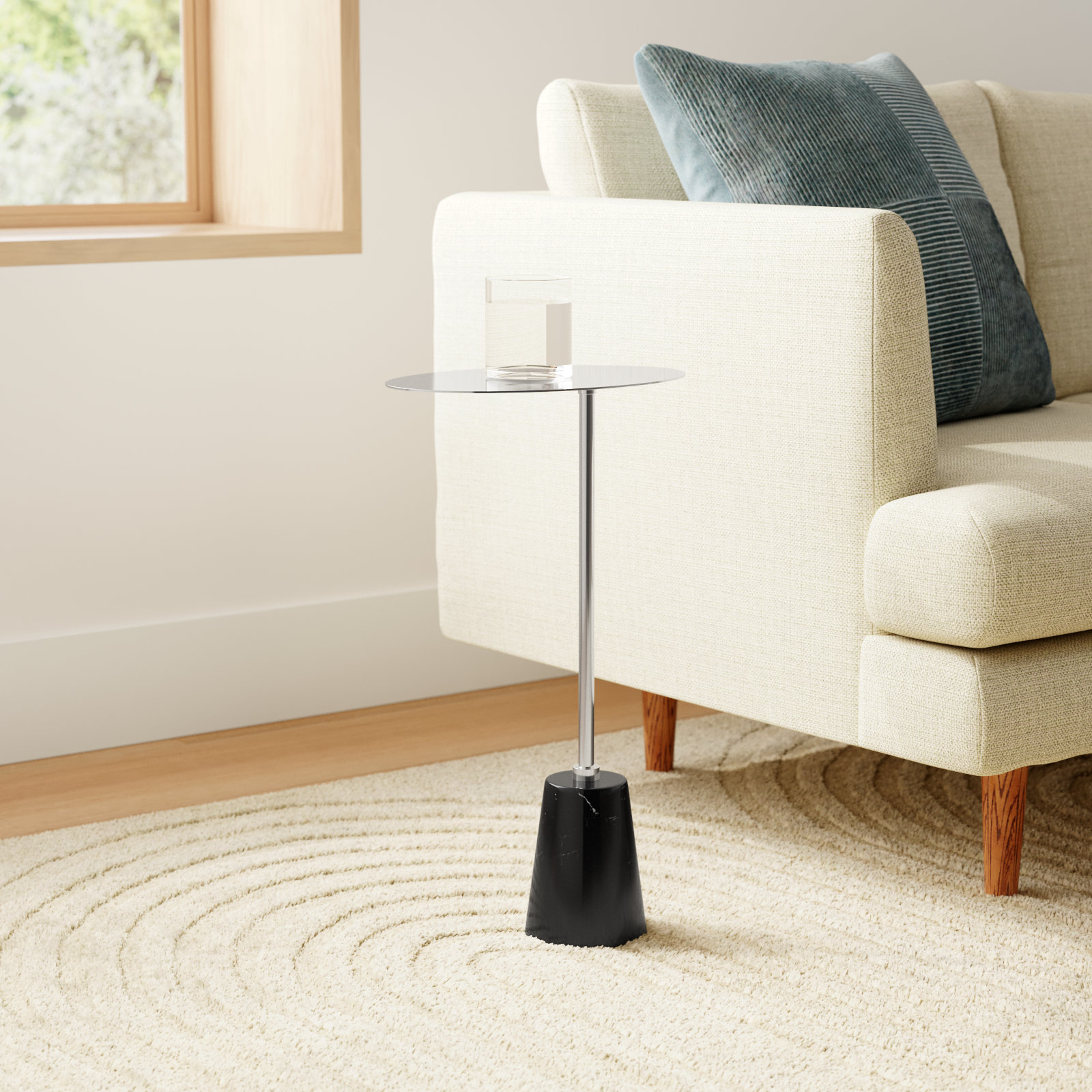 Churchill 8" End Table, Black, Silver/Gray