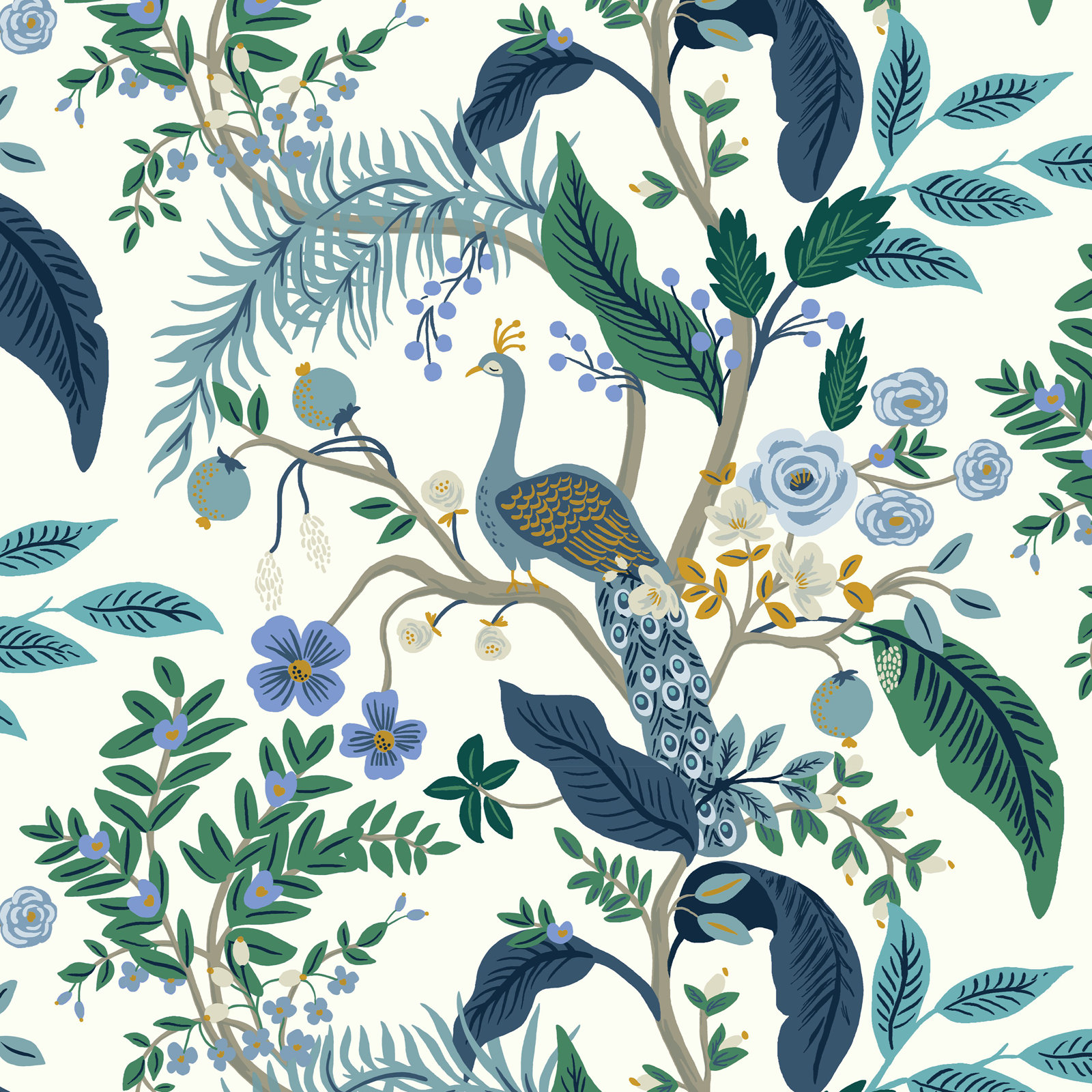 Rifle Paper Co. x Cloth & Company Josephine Chair, Rpc Peacock Blue & White Linen