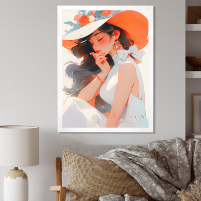 Country club, femme avec chapeau blanc I sur toile
