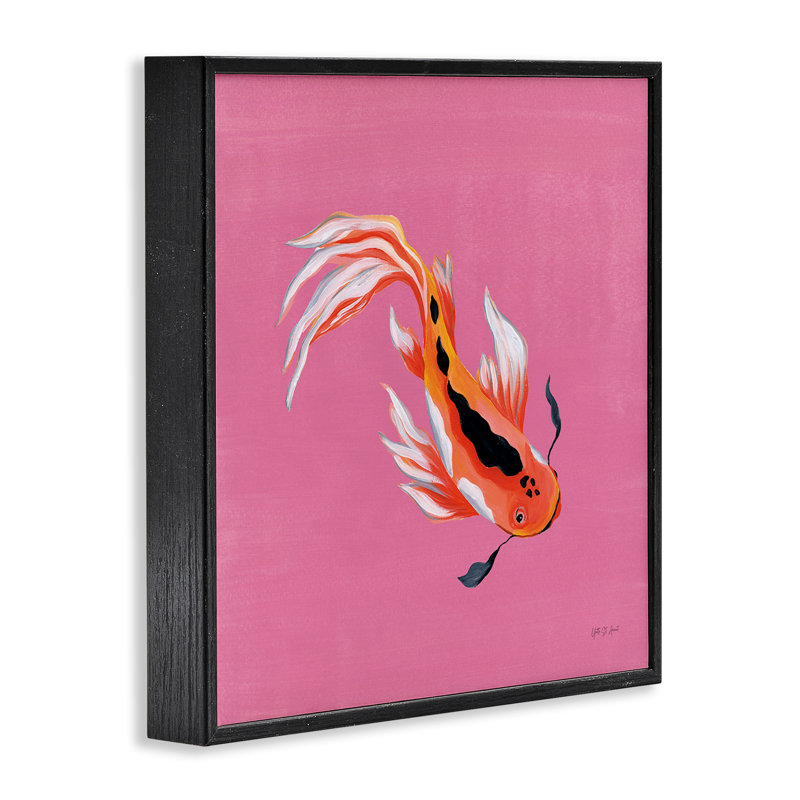 Giclée encadrée de rose Koi, Giclée encadrée noir minuit, H 12 po x l 12 po