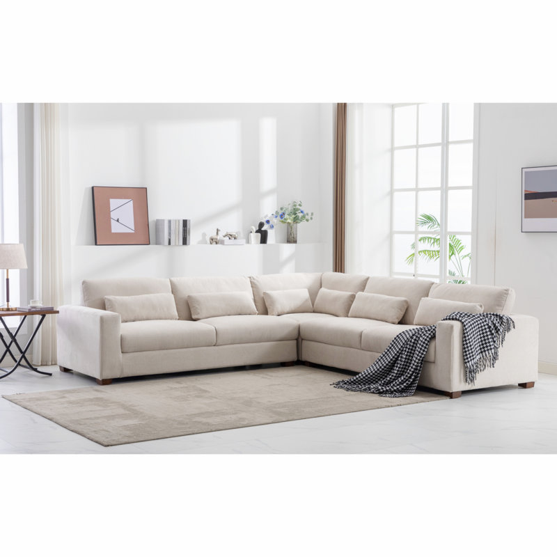 Icelyn 3 - Piece Modern and Soft Upholstered Corner Sectional with 6 Throw Pillows