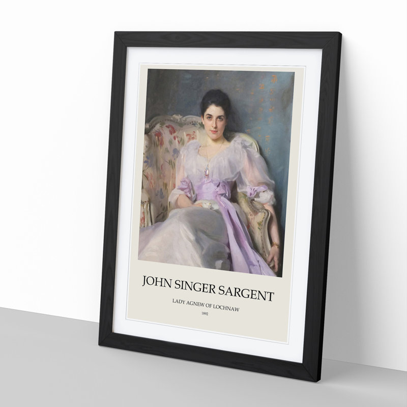 Lady Agnew of Lochnaw by John Singer Sargent - Picture Frame Art Prints, 65cm H x 48cm W x 2cm D, Black Framed