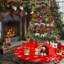 Jupe d'arbre de Noël 35 po avec imprimé délicat de fond d'arbre de Noël-1836037305